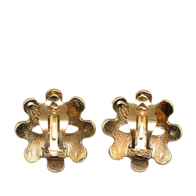 Chanel CC Flower Clip On Earrings Metal Earrings in Good condition