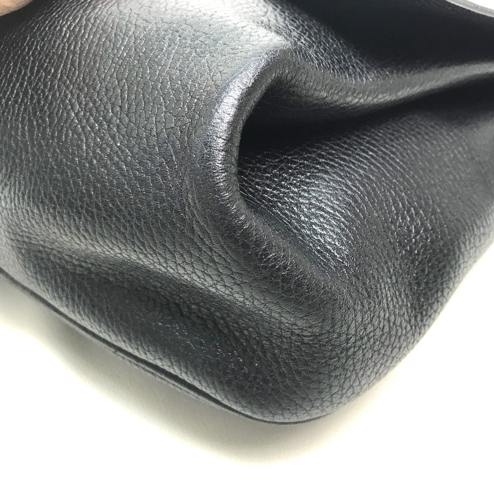 CELINE Handbag leather Black x Gold Metal vintage Circle logo Women Secondhand