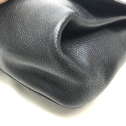 CELINE Handbag leather Black x Gold Metal vintage Circle logo Women Secondhand