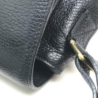CELINE Handbag leather Black x Gold Metal vintage Circle logo Women Secondhand
