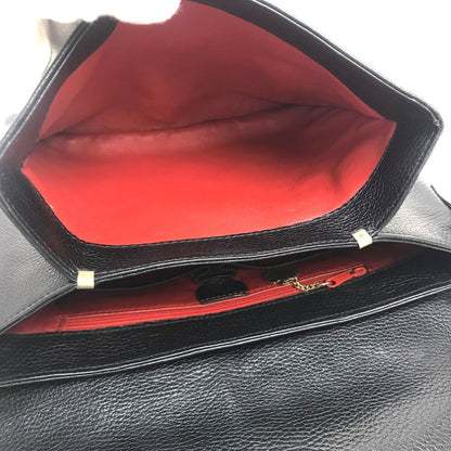 CELINE Handbag leather Black x Gold Metal vintage Circle logo Women Secondhand