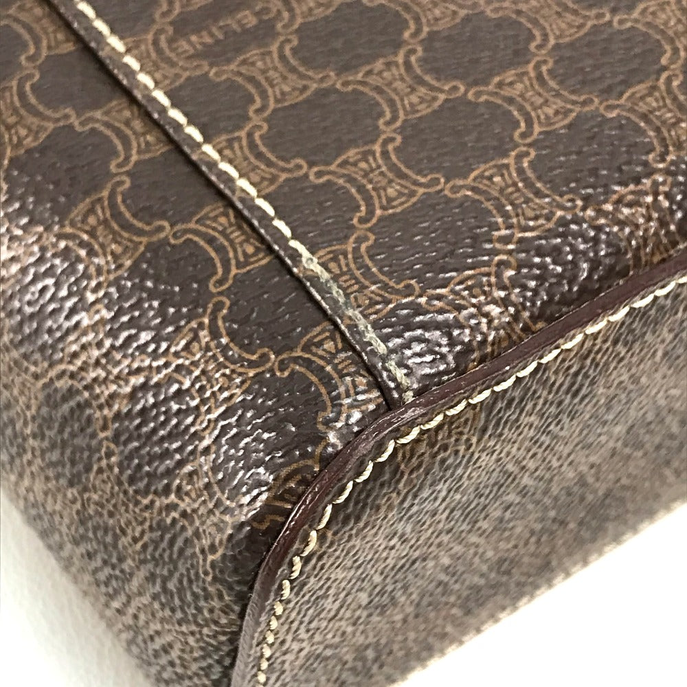 CELINE Vanity bag Leather / PVC Brown Macadam Makeup pouch Cosmetics Pouch Women Secondhand