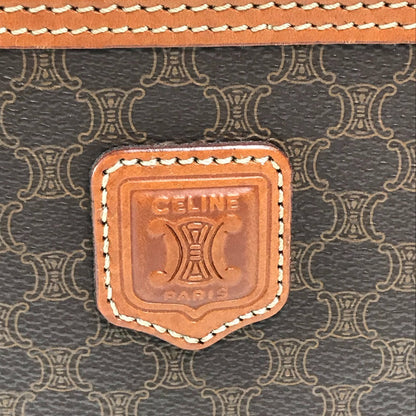 CELINE Vanity bag Leather / PVC Brown Macadam Makeup pouch Cosmetics Pouch Women Secondhand