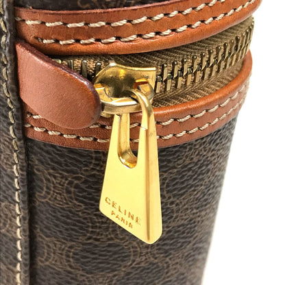 CELINE Vanity bag Leather / PVC Brown Macadam Makeup pouch Cosmetics Pouch Women Secondhand