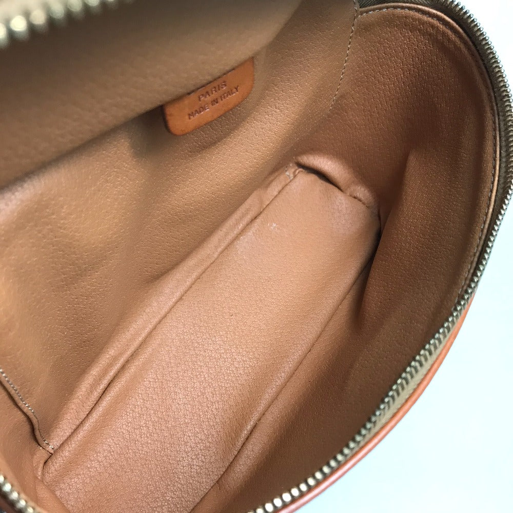 CELINE Vanity bag Leather / PVC Brown Macadam Makeup pouch Cosmetics Pouch Women Secondhand