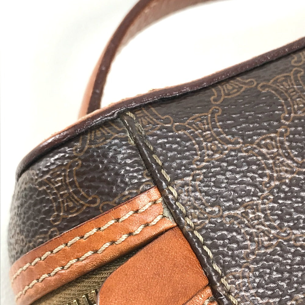 CELINE Vanity bag Leather / PVC Brown Macadam Makeup pouch Cosmetics Pouch Women Secondhand