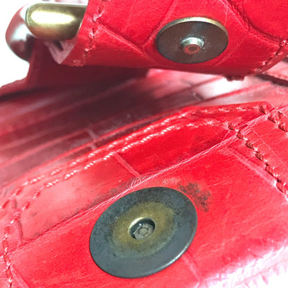 CELINE Handbag leather Red belt Embossing Women Used