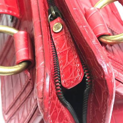 CELINE Handbag leather Red belt Embossing Women Used