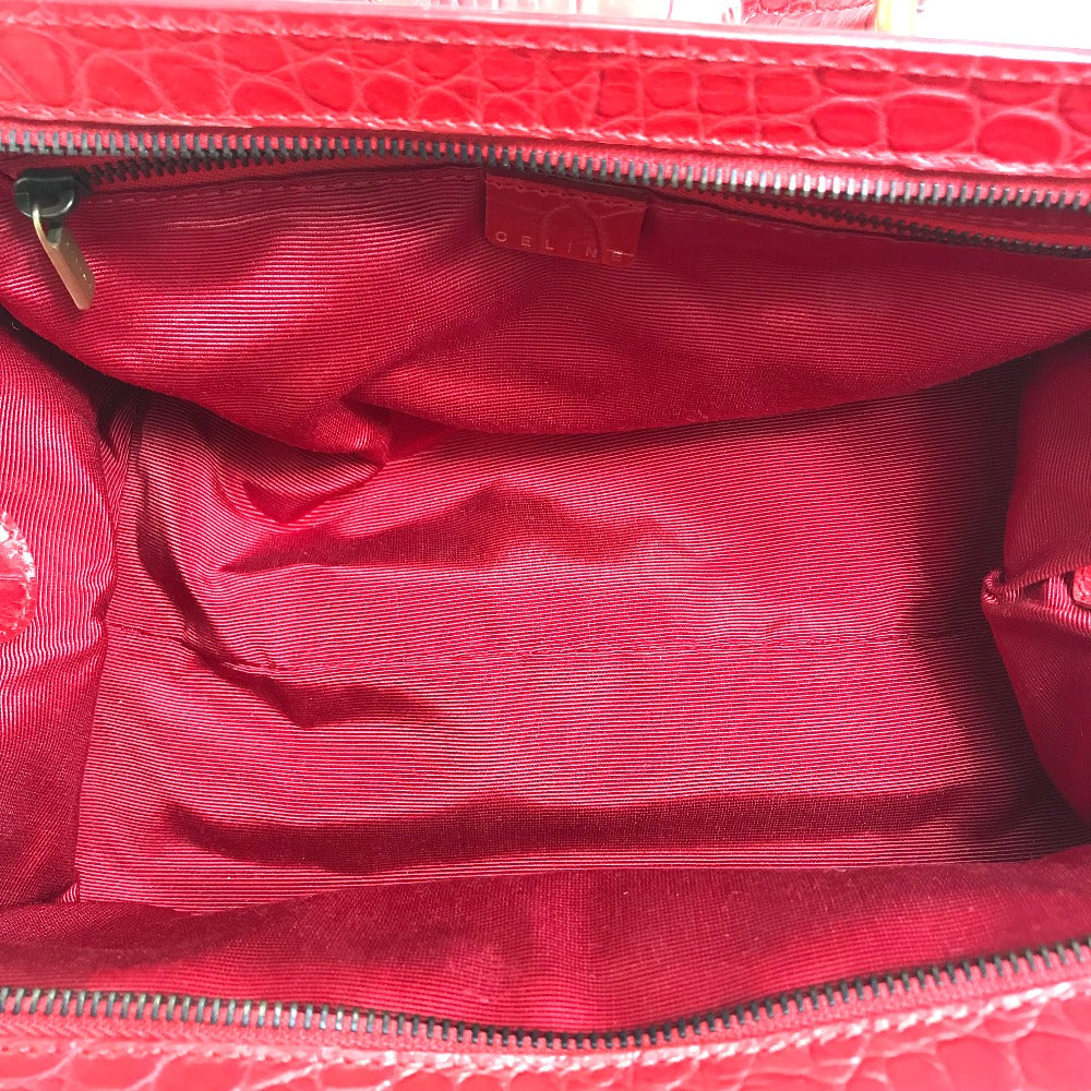 CELINE Handbag leather Red belt Embossing Women Used