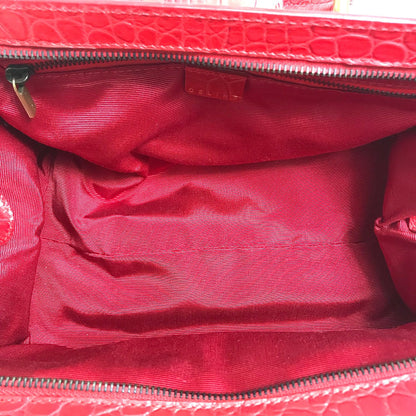 CELINE Handbag leather Red belt Embossing Women Used