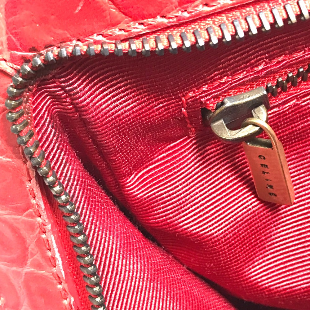 CELINE Handbag leather Red belt Embossing Women Used