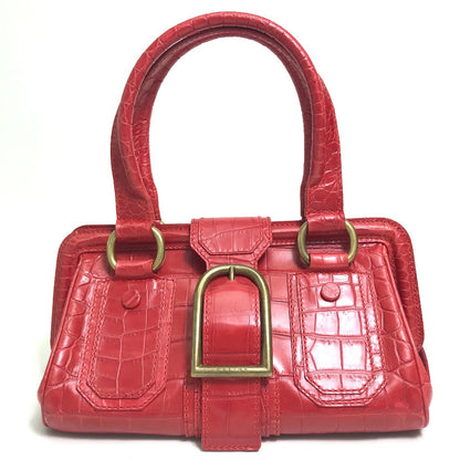 CELINE Handbag leather Red belt Embossing Women Used