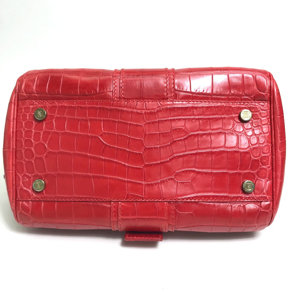 CELINE Handbag leather Red belt Embossing Women Used