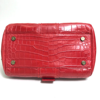 CELINE Handbag leather Red belt Embossing Women Used