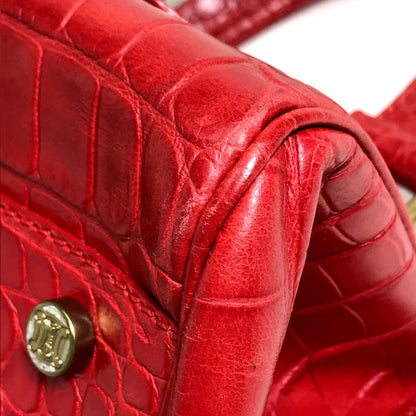 CELINE Handbag leather Red belt Embossing Women Used