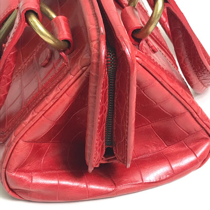 CELINE Handbag leather Red belt Embossing Women Used
