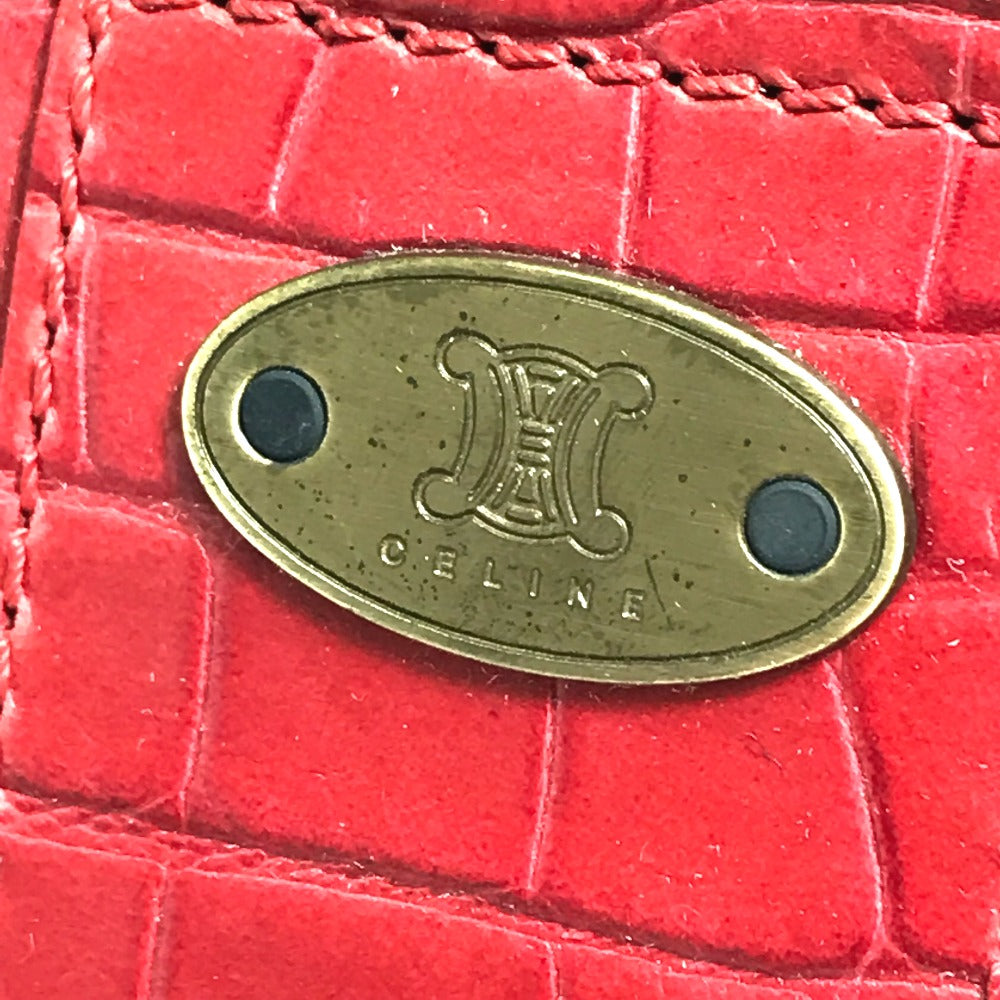 CELINE Handbag leather Red belt Embossing Women Used