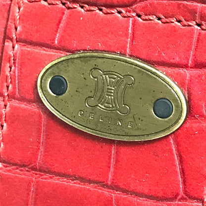 CELINE Handbag leather Red belt Embossing Women Used