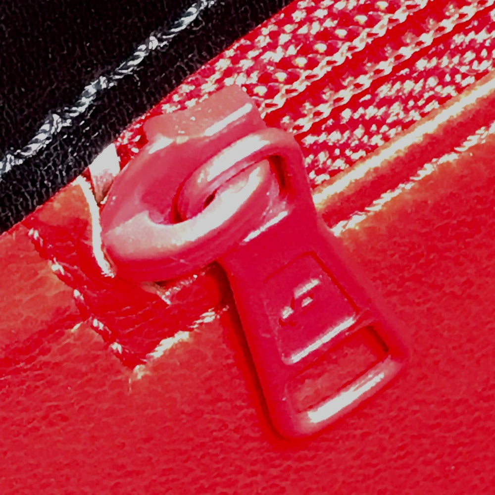 CELINE Shoulder Bag bag one belt vintage Bicolor LogoMetal leather Red / black Women Used