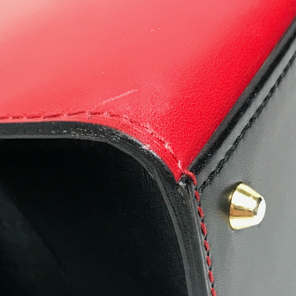 CELINE Shoulder Bag bag one belt vintage Bicolor LogoMetal leather Red / black Women Used