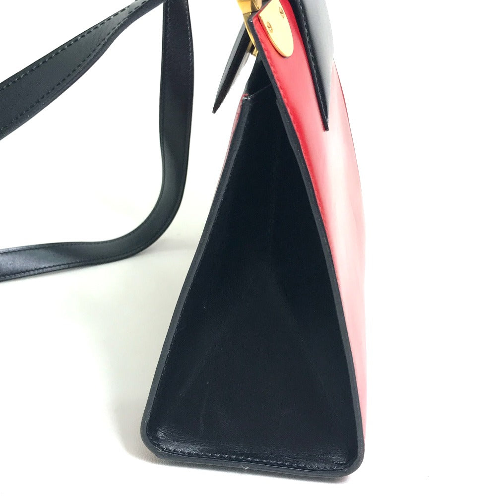 CELINE Shoulder Bag bag one belt vintage Bicolor LogoMetal leather Red / black Women Used