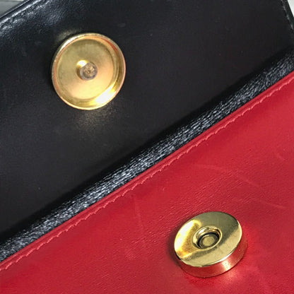 CELINE Shoulder Bag bag one belt vintage Bicolor LogoMetal leather Red / black Women Used