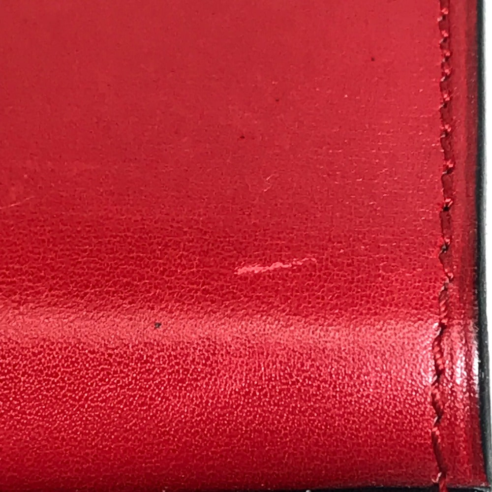 CELINE Shoulder Bag leather Red / black vintage Bicolor logoMetal Women Secondhand