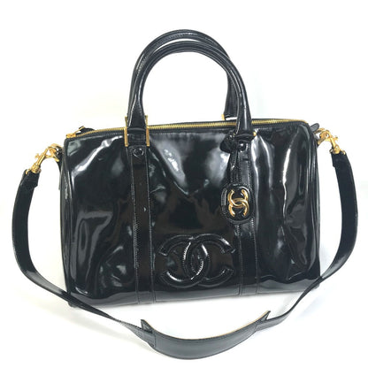 CHANEL Boston Duffel bag enamel black CC COCO Mark