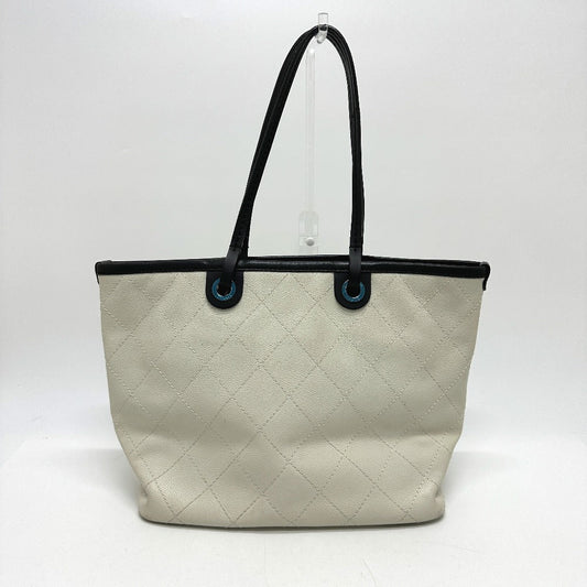 CHANEL Tote Bag Caviar skin white CC COCO Mark Matrasse