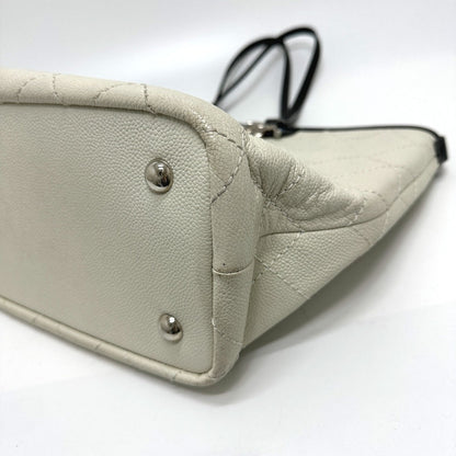 CHANEL Tote Bag Caviar skin white CC COCO Mark Matrasse