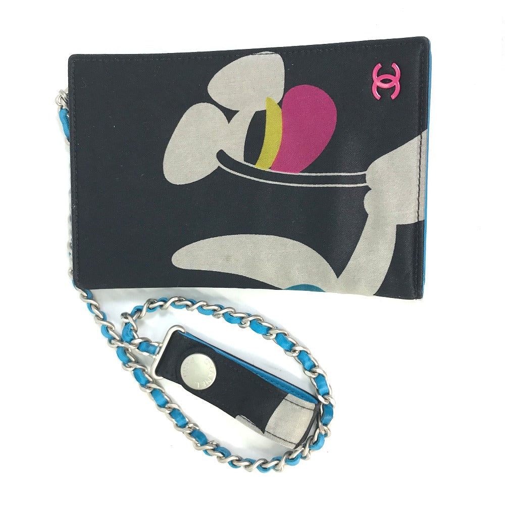 CHANEL passport case Nylon / leather black CC COCO Mark Flower Flower vintage Women Used