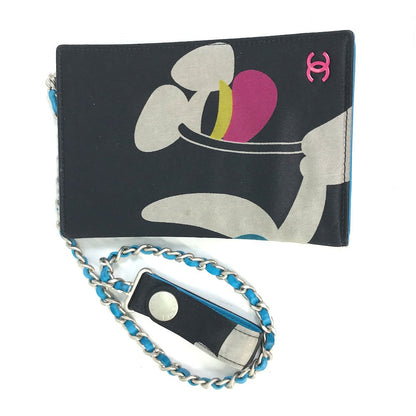 CHANEL passport case Nylon / leather black CC COCO Mark Flower Flower vintage Women Used