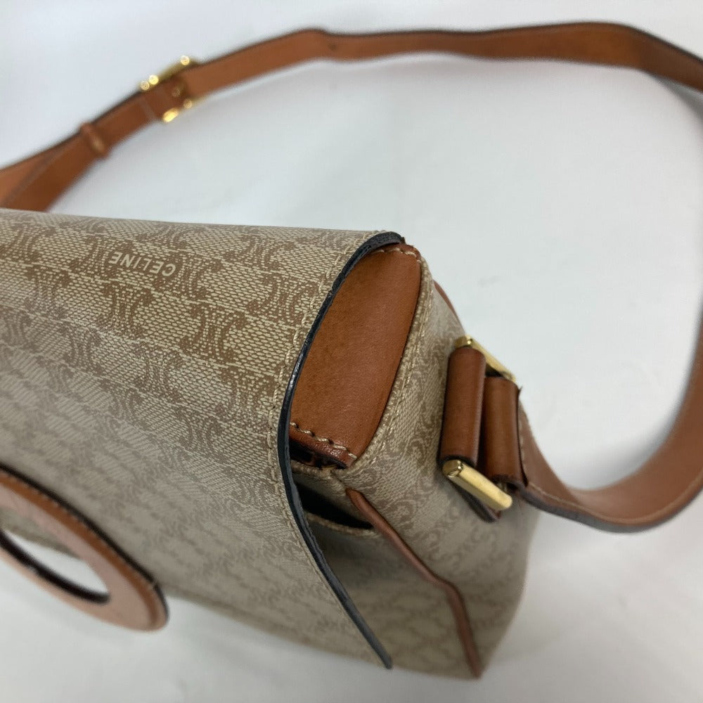 CELINE Shoulder Bag Leather / PVC beige vintage Circle logo Triomphe Women Used