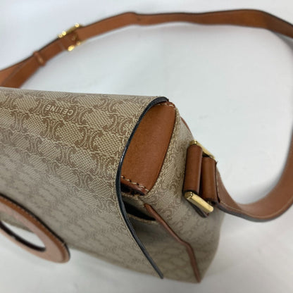 CELINE Shoulder Bag Leather / PVC beige vintage Circle logo Triomphe Women Used