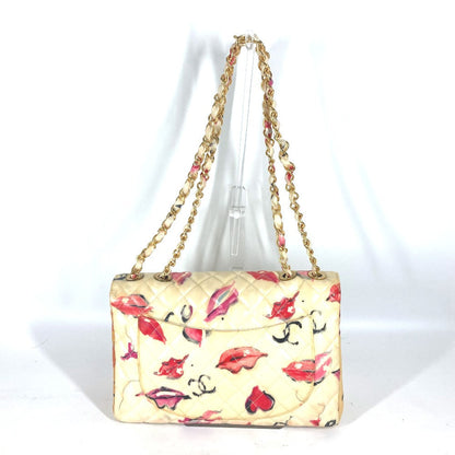 CHANEL Shoulder Bag Patent leather white WChain Bag Quilted Matelasse