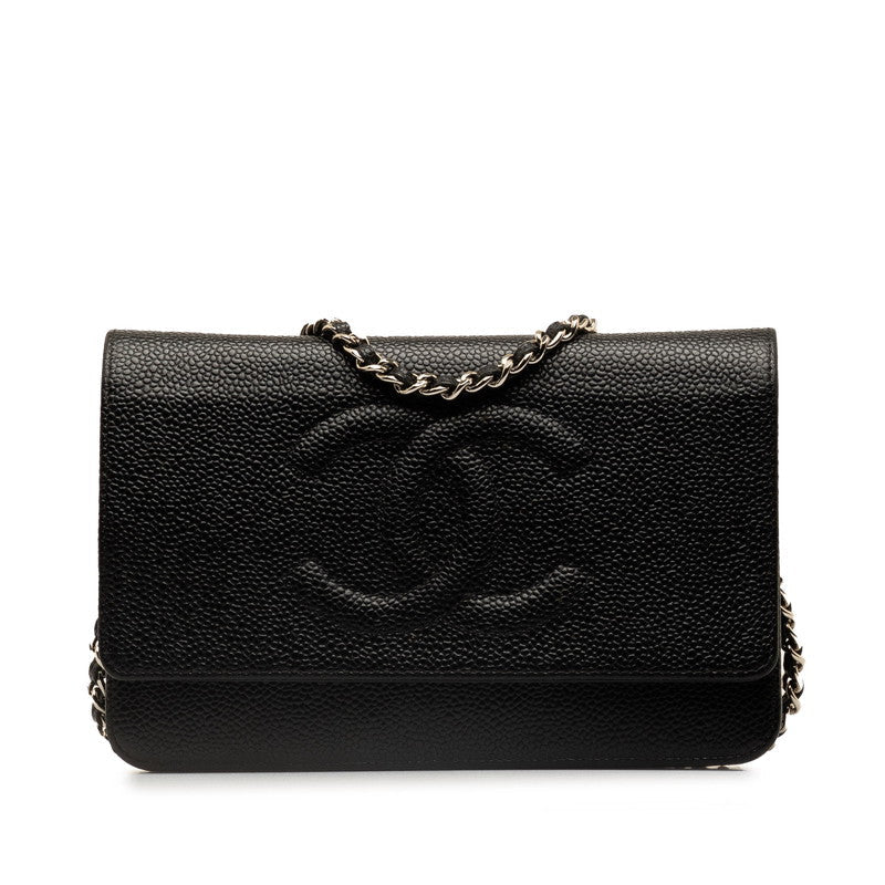 Chanel CC Caviar Chain Shoulder Bag  Leather Shoulder Bag in Good condition