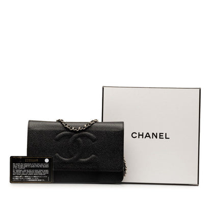 Chanel CC Caviar Chain Shoulder Bag  Leather Shoulder Bag in Good condition