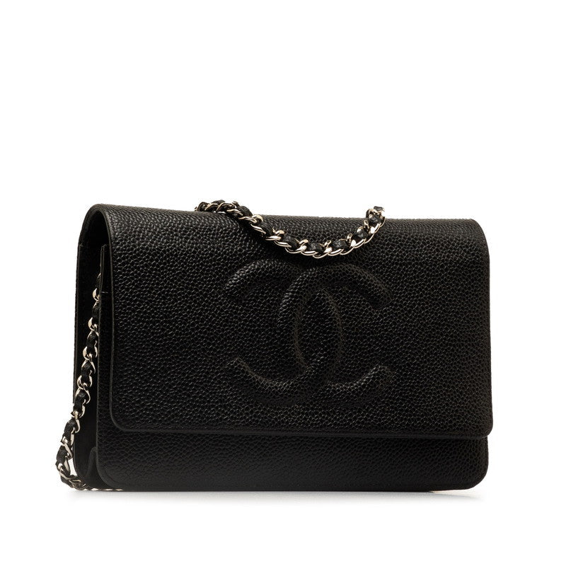 Chanel CC Caviar Chain Shoulder Bag  Leather Shoulder Bag in Good condition