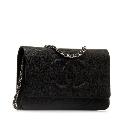 Chanel CC Caviar Chain Shoulder Bag  Leather Shoulder Bag in Good condition