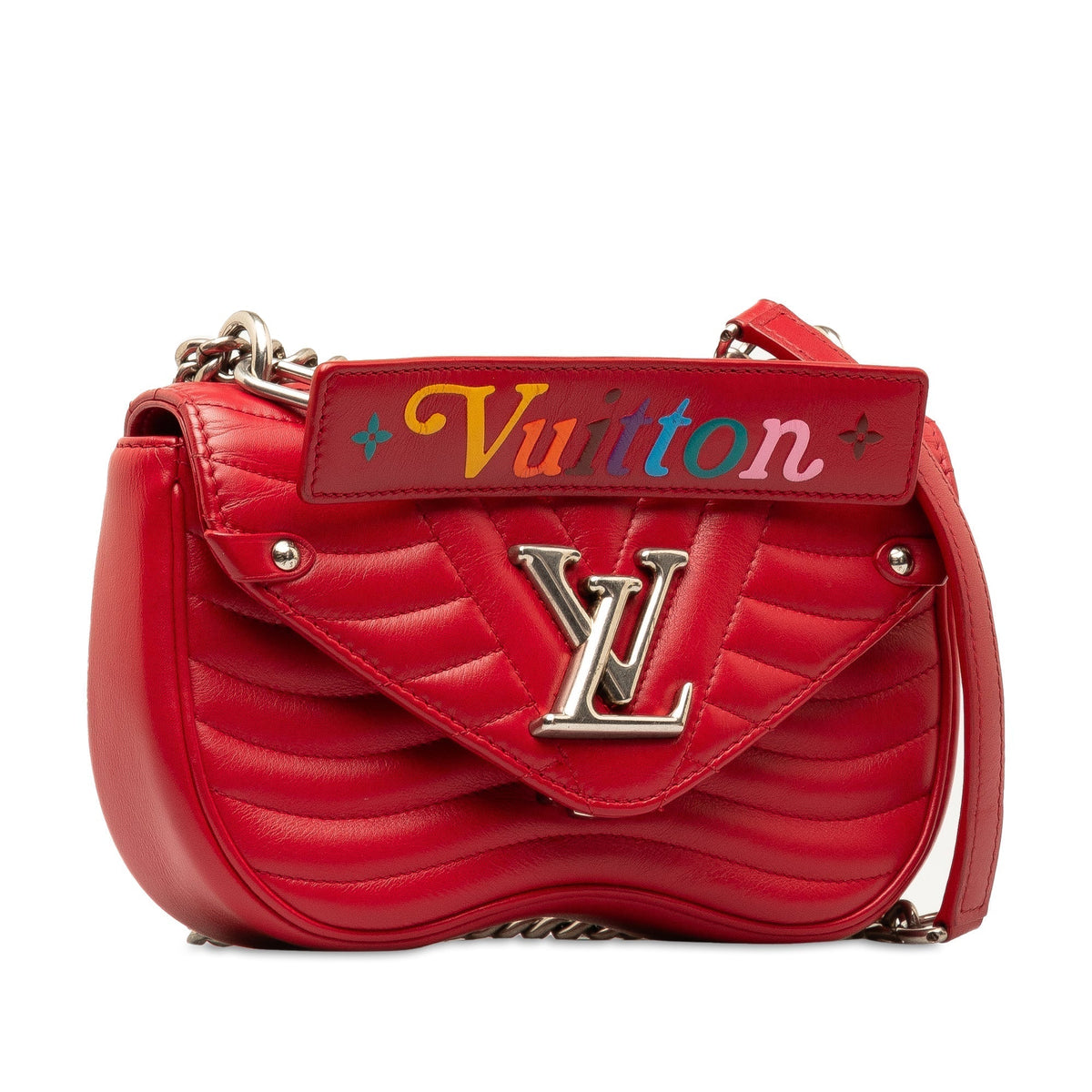 Red Louis Vuitton New Wave Chain Bag MM Satchel