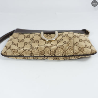 GG Canvas D-Ring Wristlet Pochette