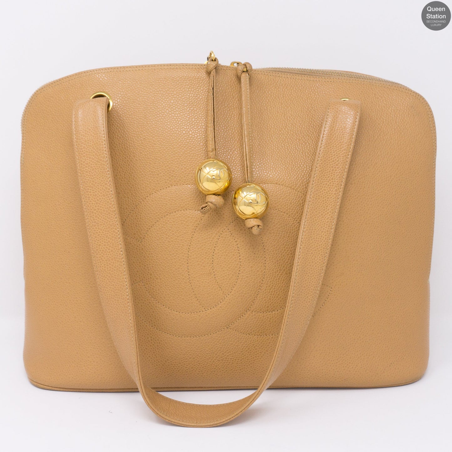 Vintage Beige Caviar CC Tote