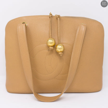 Vintage Beige Caviar CC Tote