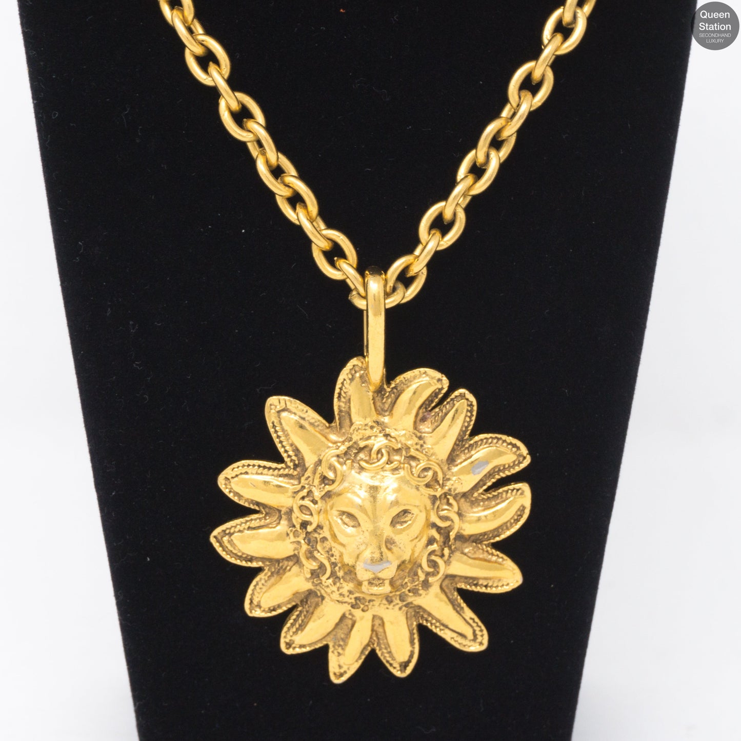 Gold Lion Sun Pendant Necklace