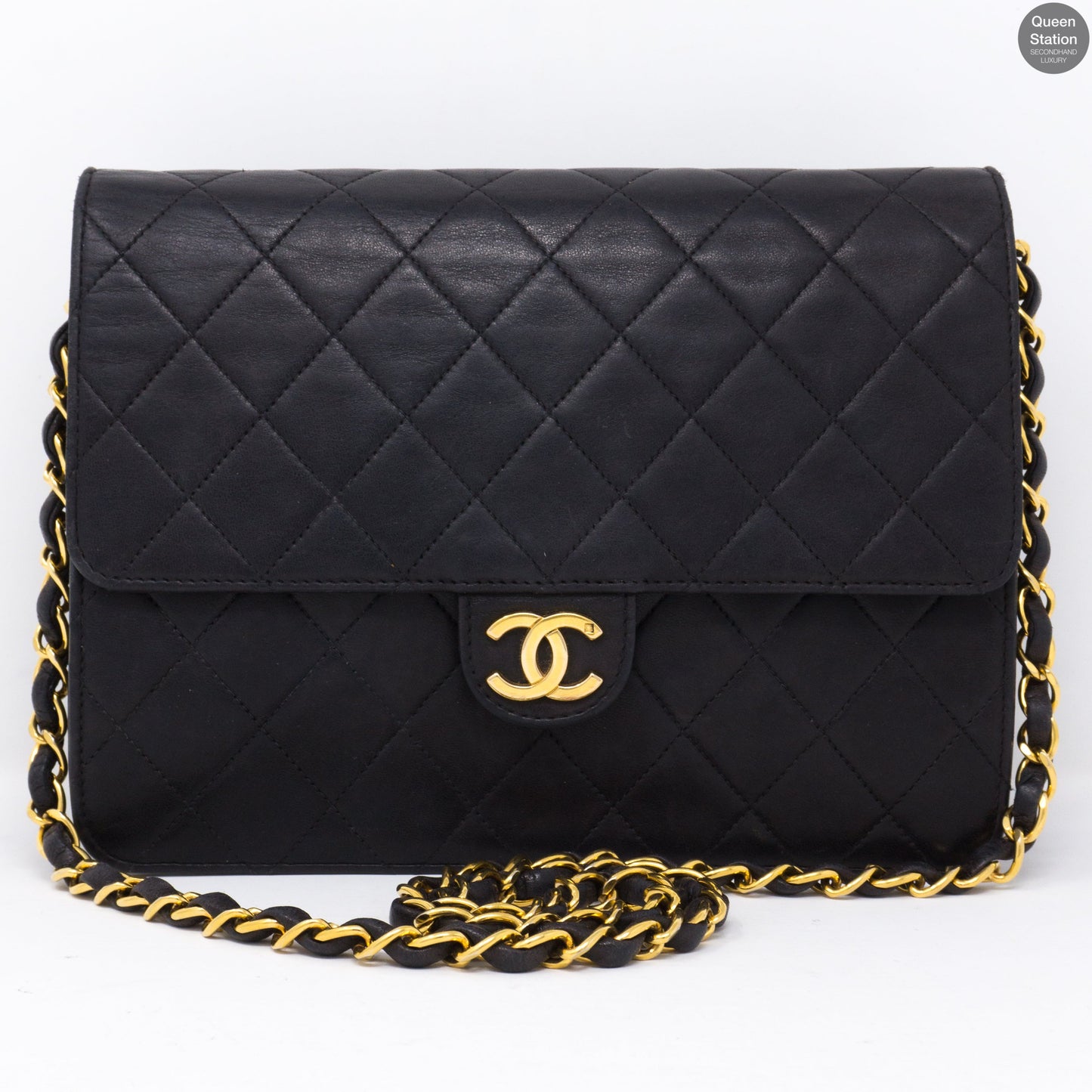Single Flap Black Lambskin Bag