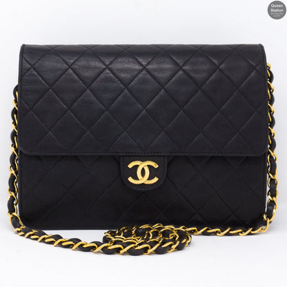 Single Flap Black Lambskin Bag