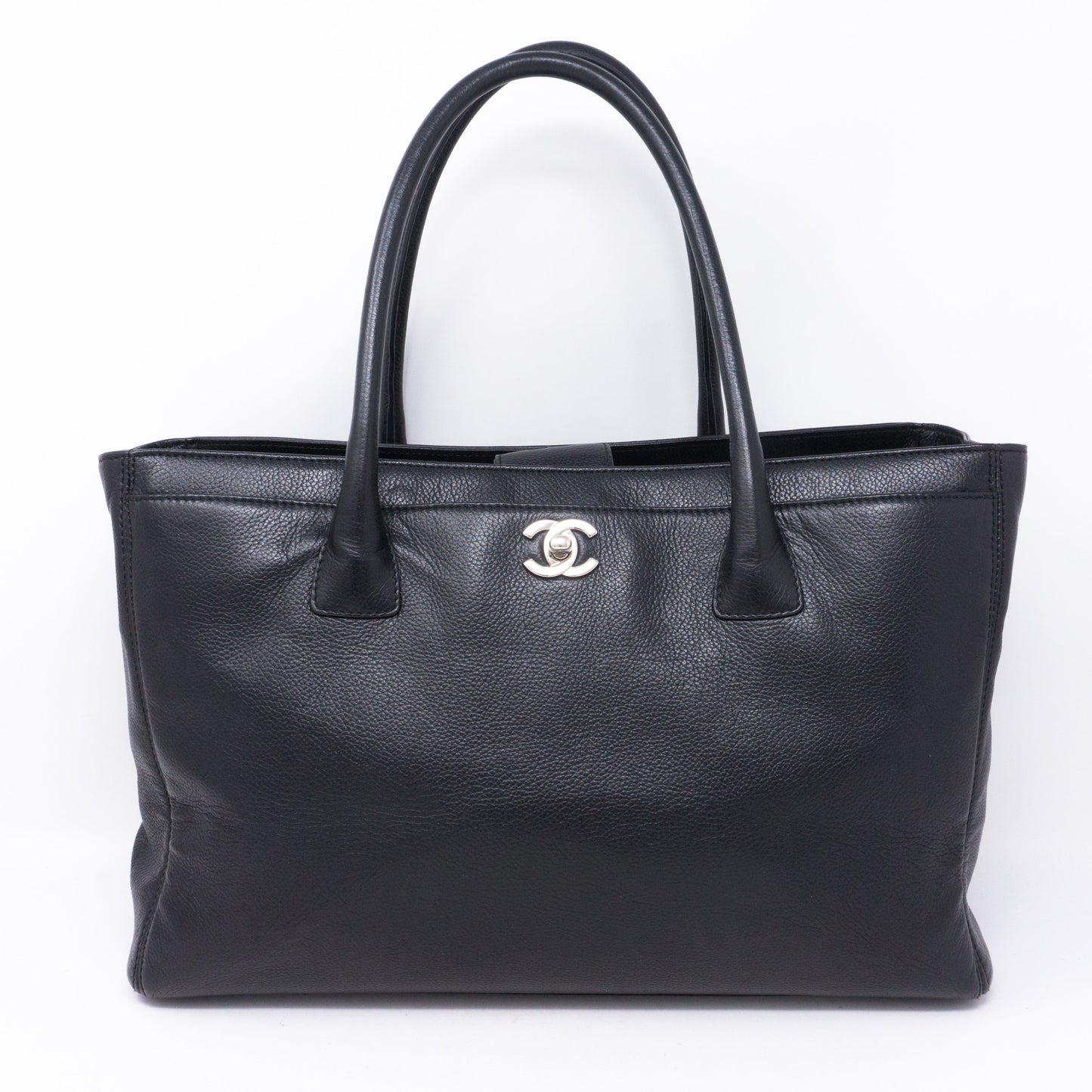 Executive Cerf Black Leather Tote