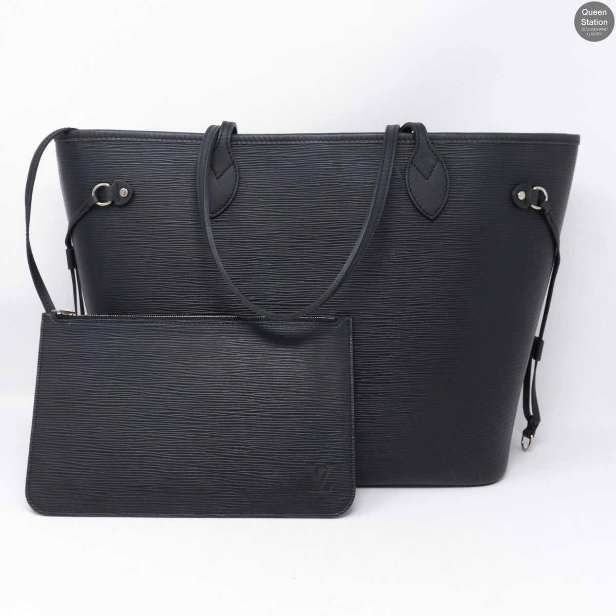 Louis-vuitton Neverfull MM Epi Leather Noir Electric & Pochette