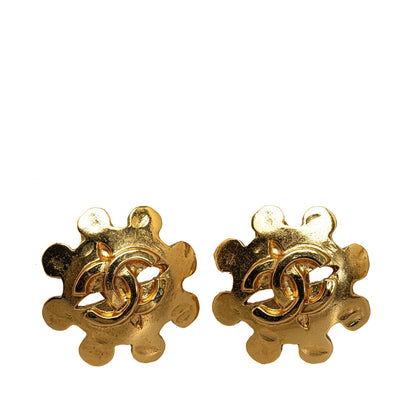 CHANEL CC Flower Clip on Earrings Costume Earrings