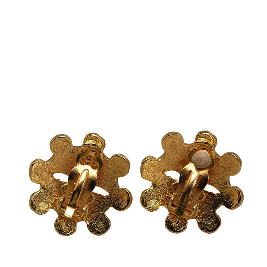 CHANEL CC Flower Clip on Earrings Costume Earrings